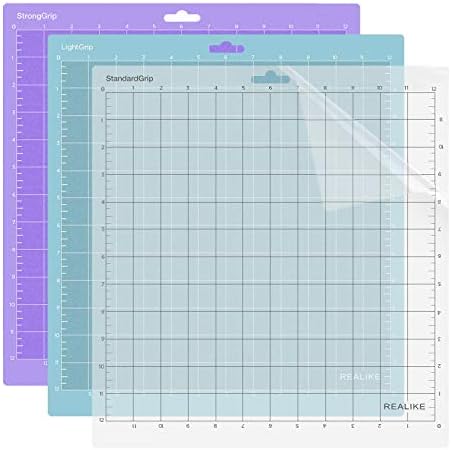 REALIKE 12x12 Cutting Mat Compatible with Cricut Maker 3/Maker 4/Maker/Explore 3/4/Air 2/Air/One(3 Mats), Gridded Adhesive Non-Slip Cut Mat for Crafts, Quilting, Sewing and All Arts (Variety)