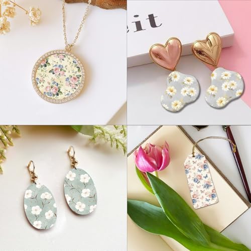 OLYCRAFT 24Pcs Pastoral Flowers Clay Transfer Paper 6 Styles Transfer Paper for Polymer Roses Daisy Polymer Clay Transfer Sheets Oriental Floral Small Transfer Paper for Clay Earrings Jewelry Making