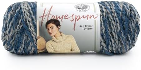 Lion Brand Yarn Homespun Yarn, Soft Bulky Yarn for Knitting, Crocheting, and Crafting, 1 Pack, Blue Moon