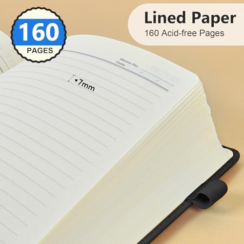 Lined Notebook 5.9"x8.5", Hardcover Leather Journal for Women Men,160 Pages | Medium Size 100 Gsm Writing Journal, Leather Journaling Notebooks for Work School Business Travel Note taking & Daily Diary