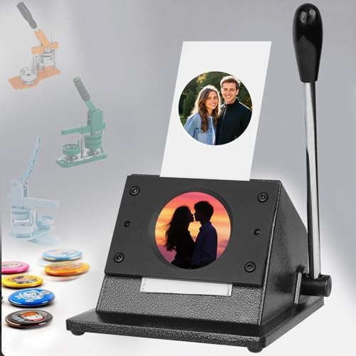 Fridge Magnet Paper Cutter, 2.28 Inches/ 58 mm Round Button Cutter Die Cutter, Heavy-Duty Paper Card Cutter Punch for Cards, Badges, Cartoon Buckles, Photo Frames (Metal, 58mm Round)