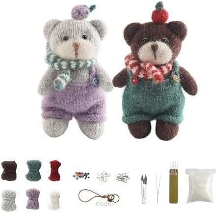 KNIMLY Knitting Kit, Bear with Knitting Needles, not Crochet, All-1 DIY