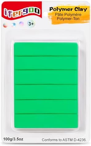 ifergoo 100g Light Green Polymer Clay, 3.5oz Oven Bake DIY Modeling Clay