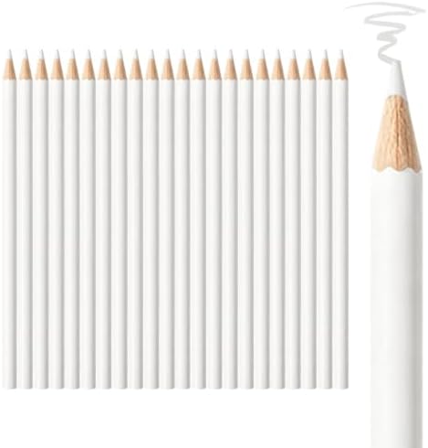 24 PCS White Colored Pencils, Pre-sharpened Professional Wooden Art Pencils Set for Artists Painting | Premium Drawing Sketching Supplies
