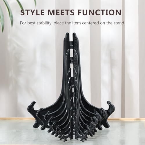 Artliving 6 Inch Black 12pcs/Set Plastic Easels Plate Display Stands Picture Frame Stand Holder