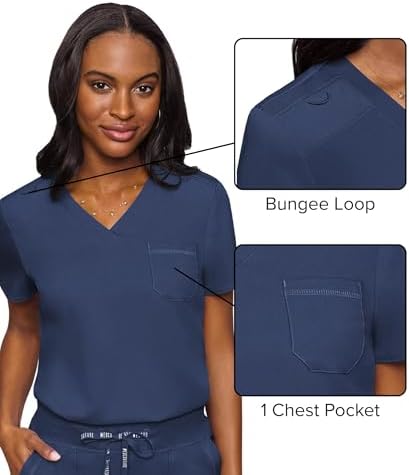 Med Couture Touch Women's Scrub Tops V-Neck Tuck-in Top with 1 Pocket