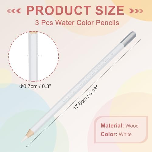 PATIKIL Watercolor Pencils, White Color Pencil Set Sketch Coloring Drawing Colored Pencils Bulk Artist Drawing Supplies for Adult Coloring Book Blending, 3 Pcs