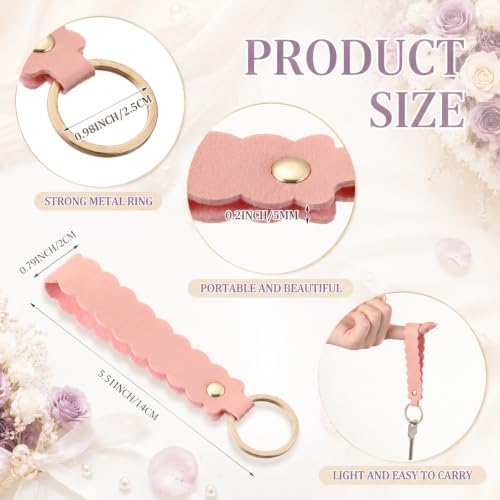 Scalloped PU Leather Keychain Blanks Laser Engraving