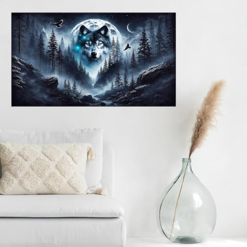 WNPOKN Large Wolf Diamond Art Kits for Adults 28x16inch