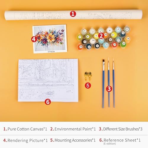 TUMOVO Paint by Number for Adults Flowers Paint Number Kits DIY Painting