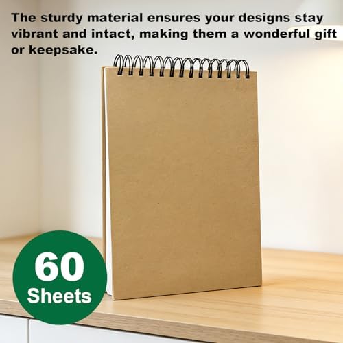 Sketchbook and Pencil Set - Spiral Bound Hardcover with 60 Sheets & 12 Charcoal Pencils (Hard/Medium/Soft) for Professional Artists and Beginners