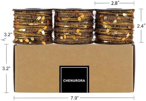 Artisanal Yarn Collection Multifiber Fancy Yarn for Knitting Crocheting Crafts DIY, Set of 3 Rolls(132 Night Gilded Glow)