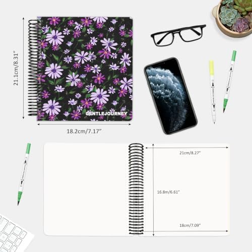 Hardcover Sketchbook,7.2" x 8.3" Spiral Bound Drawing Pad,Lavender Daisy