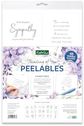 Katy Sue Designs Thinking of You Peelables Stickers for Card Making. 48 Peelable Verses & Sentiments/Peel Offs for Card Making Supplies. Each Peel-Off Sticker is 4 x 3.5 inches