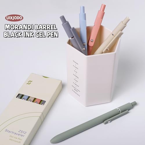 UIXJODO Gel Pens, 10Pcs 0.5mm Black Ink Pens Fine Point Smooth Writing Pens, High-End Series Retractable Pens for Journaling Note Taking, Cute Office School Supplies Gifts for Women (10 Pcs Morandi)