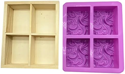 Flexible Rectangular Sea Wave Soap Silicone Mold Wood Box for Soap Making Supplies