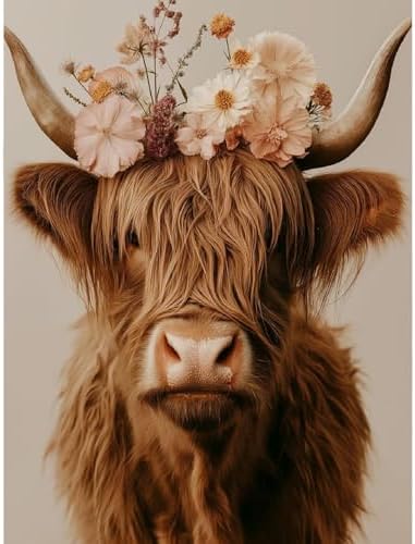 Canrichshop Cow Adult Paint by Number Kits,Highland Cow DIY Acrylic Painting by Numbers Without Frame,Easy Oil Adult Paint by Numbers on Canvas for Decor 16x20inch