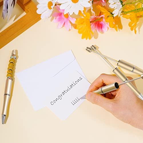 jiebor 30Pcs Gold Beadable Pens Beaded Ballpoint Pens Bulk for DIY Writing