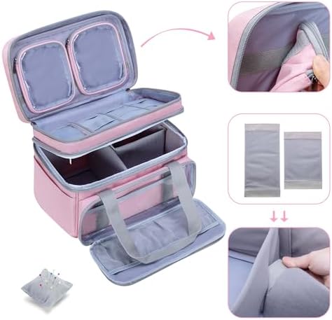 BAFASO Double Layer Sewing Accessories Organizer, Pink