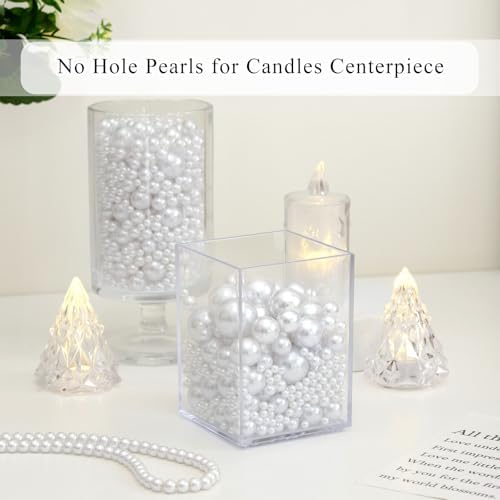 2200PCS Pearls for Crafting, White No Hole Beads for Centerpieces Vases, 9 Sizes Bulk Fake Pearls Beads for Vase Filler, Candles Centerpiece, DIY Crafts, Jewelry Making (4/6/8/10/12/14/16/18/20mm)