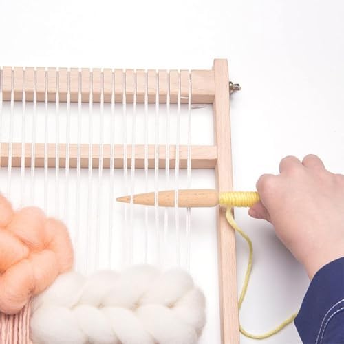 GORGECRAFT Wood Bobbin Stick Wooden Knitting Needles Single Head Weaving Loom Machines Tools Beech Shuttle Crochet Hook for DIY Wool Sweater Tapestry Rug Scarf Making Crafts Supplies