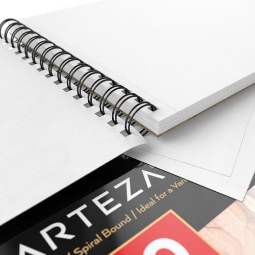 ARTEZA Drawing Paper Pad, 8 x 10 Inches, Pack of 1, 50 Sheets, Spiral Bound Artist Drawing Books, Durable Acid Free White Sketch Paper