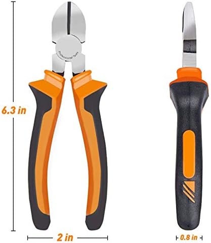 6" Wire Cutters Heavy Duty Diagonal Pliers for Cutting Wires Craft | Side Cutters for Artificial Flowers, Crafting, Chicken Wire, Orange