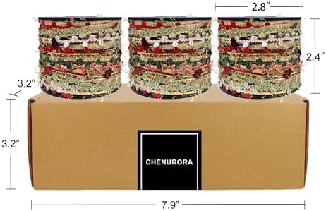 Artisanal Yarn Collection Multifiber Fancy Yarn with Sequins & Shimmering Threads for Knitting Crocheting Crafts DIY, Set of 3 Rolls (Christmas Red & Gold)