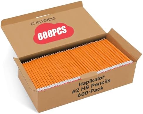 Hapikalor 600 Count Sharpened #2 Pencils with Erasers, Pencils Bulk Pack