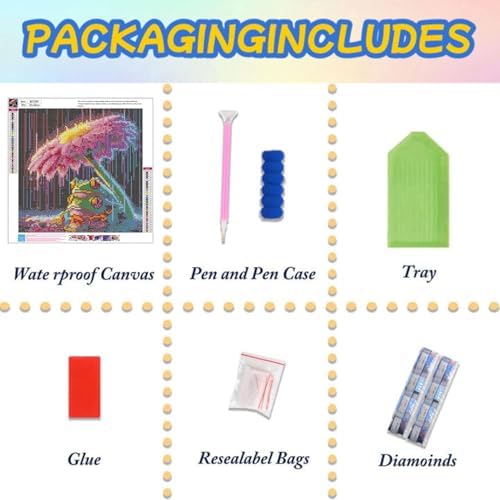 Lophomie Diamond Art Kits for Adults, 5D Frog Diamond Painting Kit 14x14 in