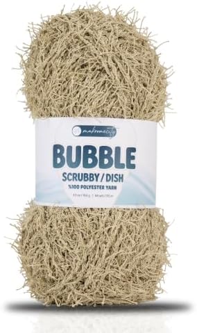 Makromecity Bubble Scrubby Yarn - 100% Premium Polyester Yarn for Crocheting and Knitting - 3.5 Oz (100g), 98 Yds (90m) - Ideal for Dishcloths, Crafting & Bath Washcloths (Latte, 1 Skein)
