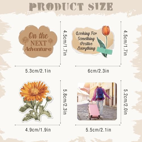 Brown Vision Board Stickers - 50 Pcs Travel Inspirational Planner Supplies Kit for Adults Women Motivational Aesthetic Mental Health Waterproof Decals for Book Scrapbook Journaling Keyboard