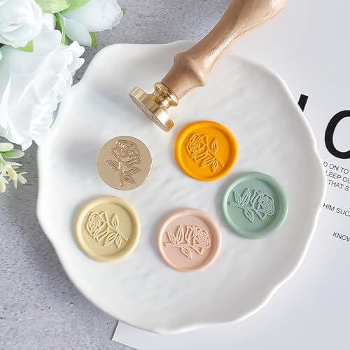 Pollize Rose Wax Seal Stamp, 3D Embossed Antique Wax Sealing Stamp Kit