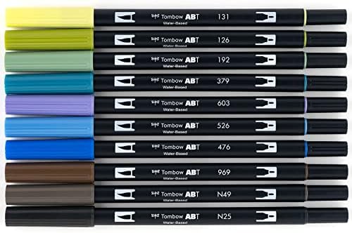 Tombow 56169 Dual Brush Pen Art Markers, Landscape, 10-Pack. Blendable, Brush and Fine Tip Markers