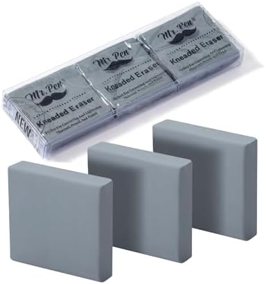 Mr. Pen- Kneaded Erasers, 1.44" x 1.36", 3 Pack, Gray