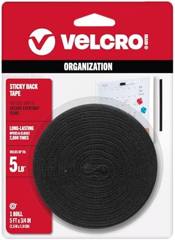 VELCRO Brand 5 Ft x 3/4 In | Black Tape Roll with Adhesive | Cut Strips to Length | Sticky Back Hook and Loop Fasteners | Perfect for Home, Office or Classroom