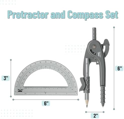Mr. Pen- Geometry Compass and Protractor Set, 6 Inch Compass