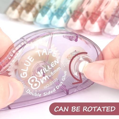 LONGKEY 8 Pack Scrapbook Tape Double Sided Tape Roller for Craft
