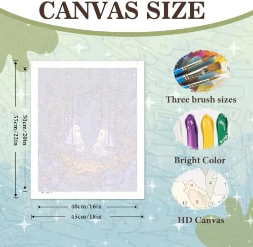 Halloween Paint by Numbers Kit for Adults,Includes All Supplies 20x16in | Ghost Paint by Number Adult,Halloween Canvas Paint by Numbers for Adults,Gifts and Home Wall