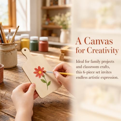 6pcs Mini Wooden Cutting Boards Tray - Blank Unfinished Wood Craft Set, DIY Wood Trays, Poplar Plywood Painting Kit, Classroom Projects