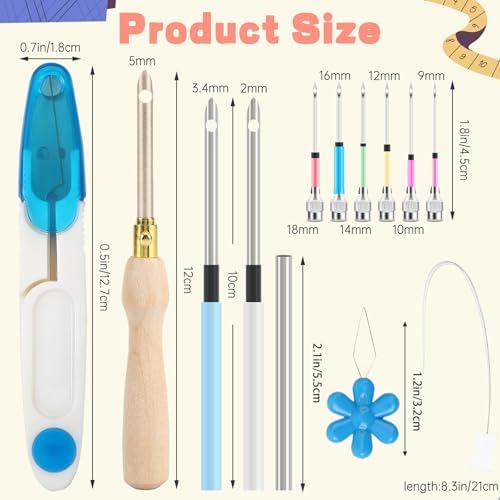 AUGSUN 13 Pcs Punch Needle Kit Embroidery Tool Set for Beginners Adults