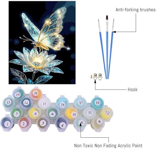 AIBOERL Paint by Numbers Kit for Adults Beginner,Slight Butterfly, 12X16In