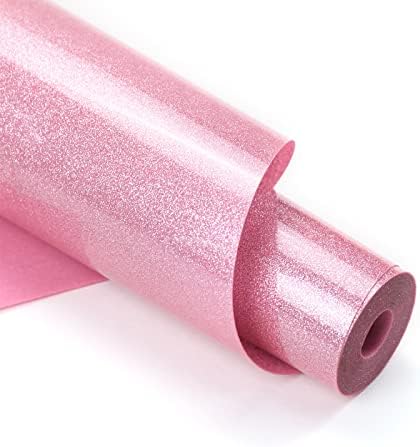 HTVRONT Glitter HTV, 12" x 10ft Pink Glitter HTV Heat Transfer Vinyl