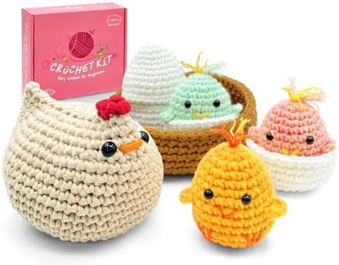 SGIBYN Crochet Kit for Beginners, Chicken Animals Amigurumi Set with Video