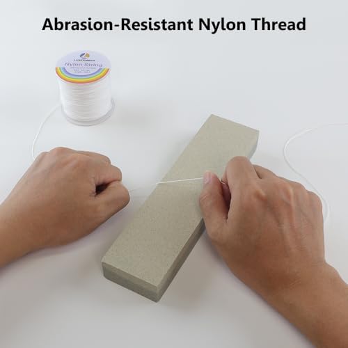 LUSTEMBER 0.8mm Nylon String, Strong Bracelet String, Durable Nylon Cord for Jewelry Making, Bracelets, Beading, Necklaces, Rattail Braiding, Kumihimo, Wind Chimes, Blinds and Handicrafts (Pack of 2)