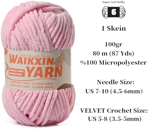 （3 Pink） 3 Pack Super Soft Fuzzy Chenille Chunky Yarn for Crocheting, 300g (261yds) Velvet Fluffy Amigurumi Yarn for Hand Knitting Baby Blankets Weaving Craft