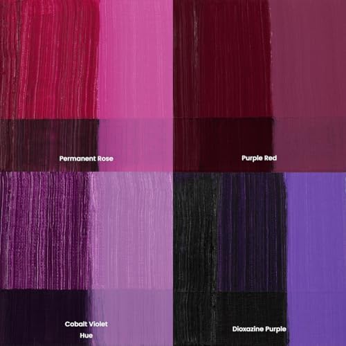 Soho Urban Artist Oil Paint Purples Set of 4-50 mL Tubes, Triple-Milled Oils with Refined Linseed - Smooth Application, True Color Mixes, Ideal for Brushes & Palette Knives