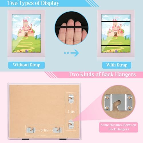 [2-Pack] Kids Art Frames, 8.5x11 Front Opening Kids Artwork Frames Changeable, Pale Pink Artwork Display Storage Frame for Wall, Holds 50 Pcs, for 3D Picture, Crafts, Children Drawing, Hanging Art,