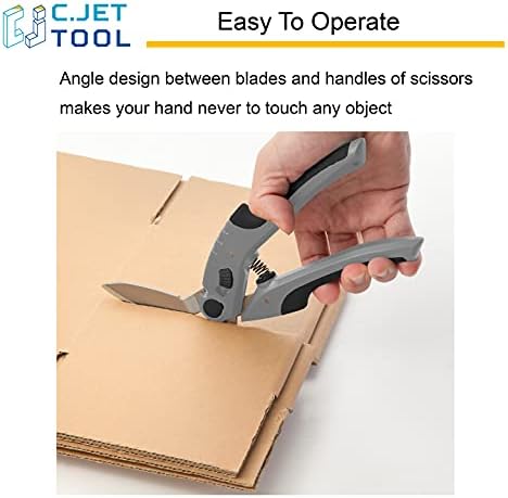 C.JET TOOL 10" Heavy Duty Scissors - Carpet Cutter, Industrial Multipurpose for Cardboard, Leather, Pruning, Gardening - Professional Soft Grip Stainless Steel (Black)