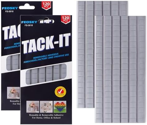 Feosky Adhesive Poster Sticky Tack Putty, Reusable and Removable Adhesive Putty, Mounting Putty for displaying Wall Paintings, Picture, Decoration, Crafts (Grey,Pack of 2)